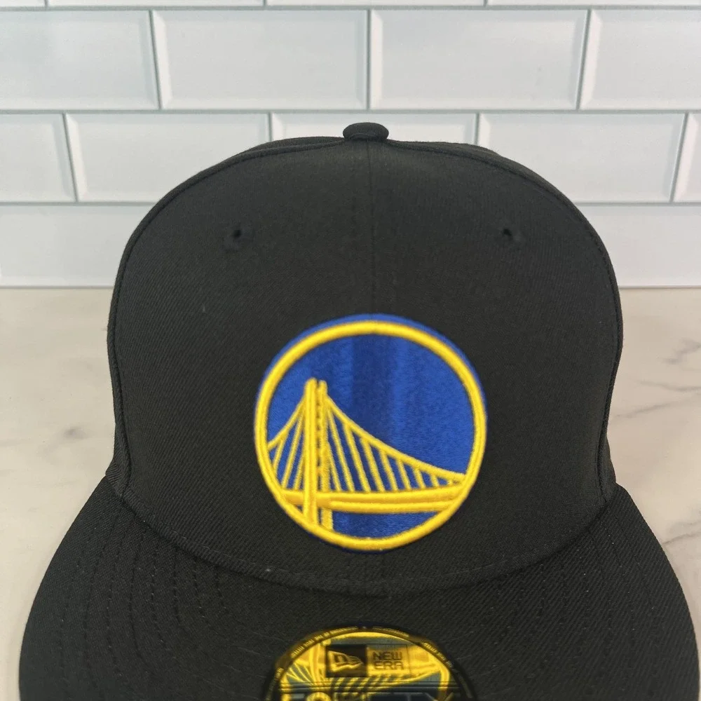 Golden State Warriors Hat Cap Fitted Mens 6 7/8 Black NBA Basketball New Era